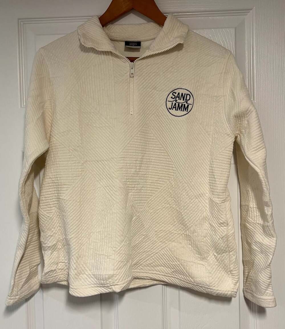 MV Sport Sand Jamm Quarter Zip Size S Ivory Textured